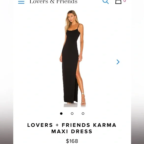 lovers + friends formal maxi dress, black, size Small